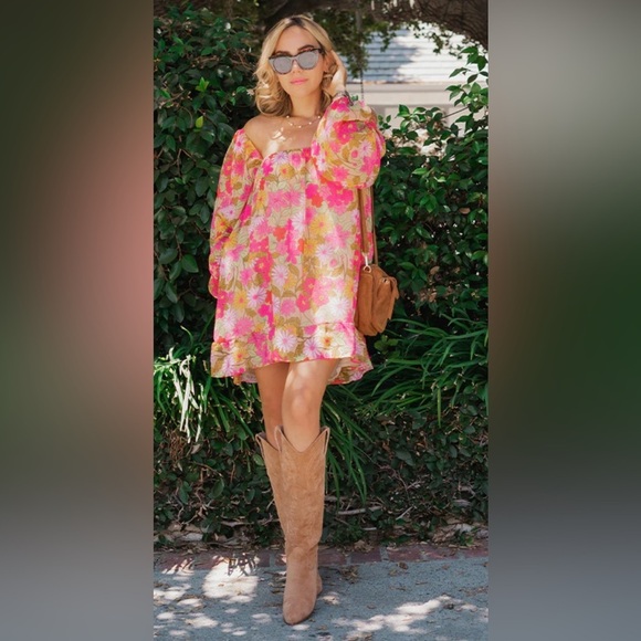 Show Me Your MuMu Dresses & Skirts - Show Me Your MuMu Briar Carnaby Floral Flower Power Retro Sheer Mini Dress S New